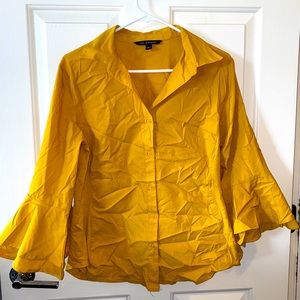 Large yellow button up shirt